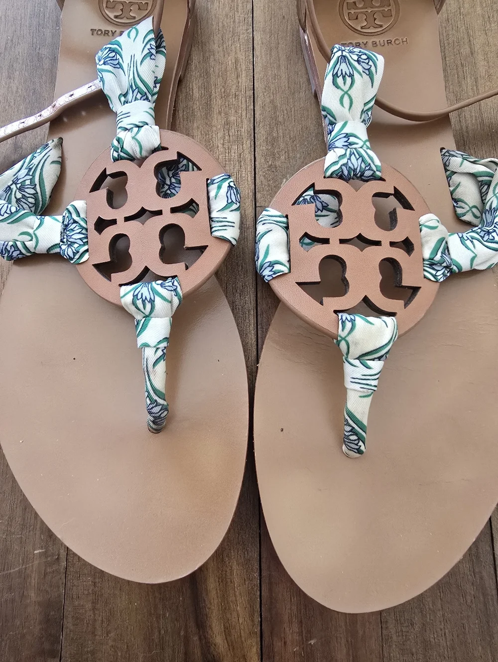 Tory Burch Tan Leather Miller Scarf Sandals 8.5 - Picture 4 of 6